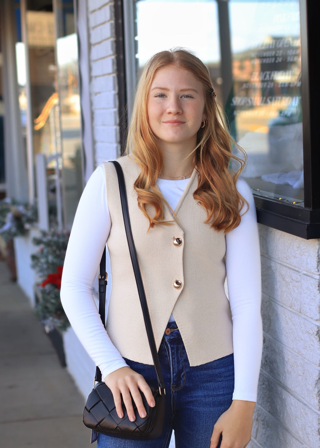 Faith Button Knit Sweater Vest