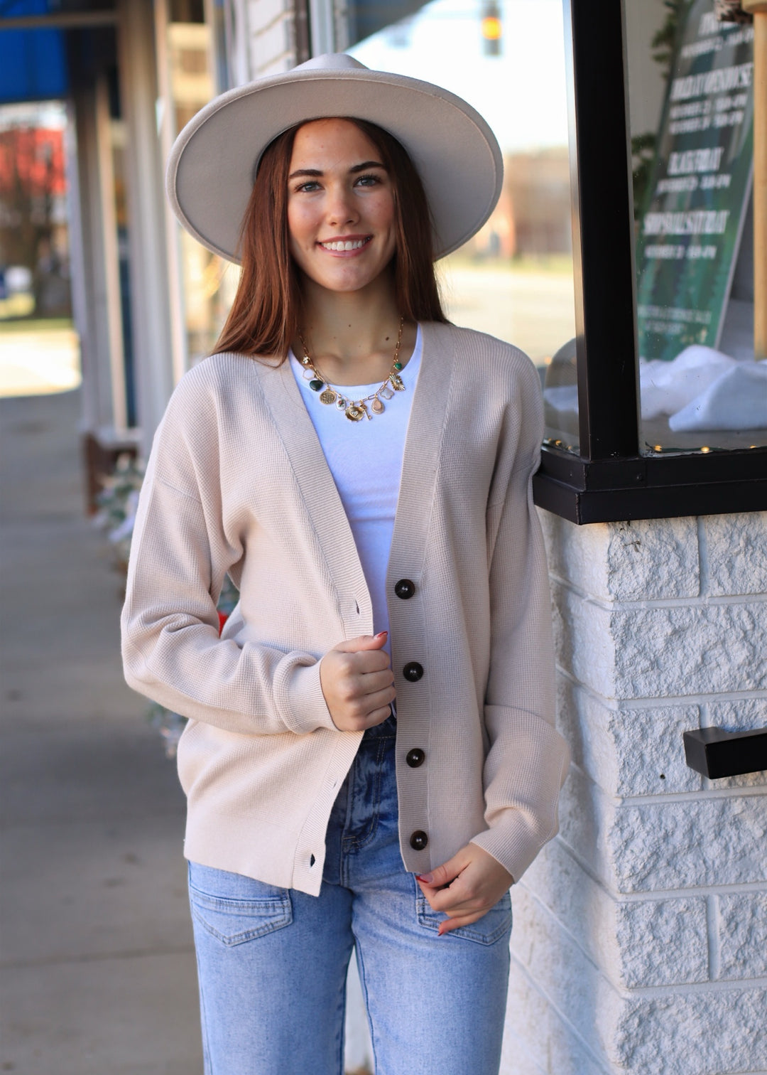 Mae Cardigan in Sand Beige