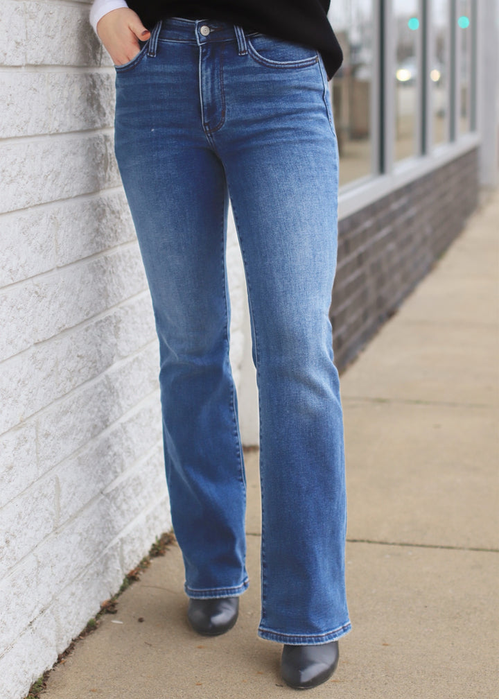 Mid-Rise thermal Bootcut Denim Jeans