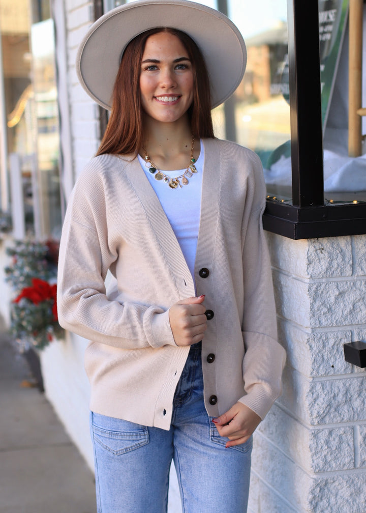 Mae Cardigan in Sand Beige