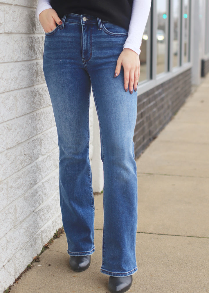 Mid-Rise thermal Bootcut Denim Jeans