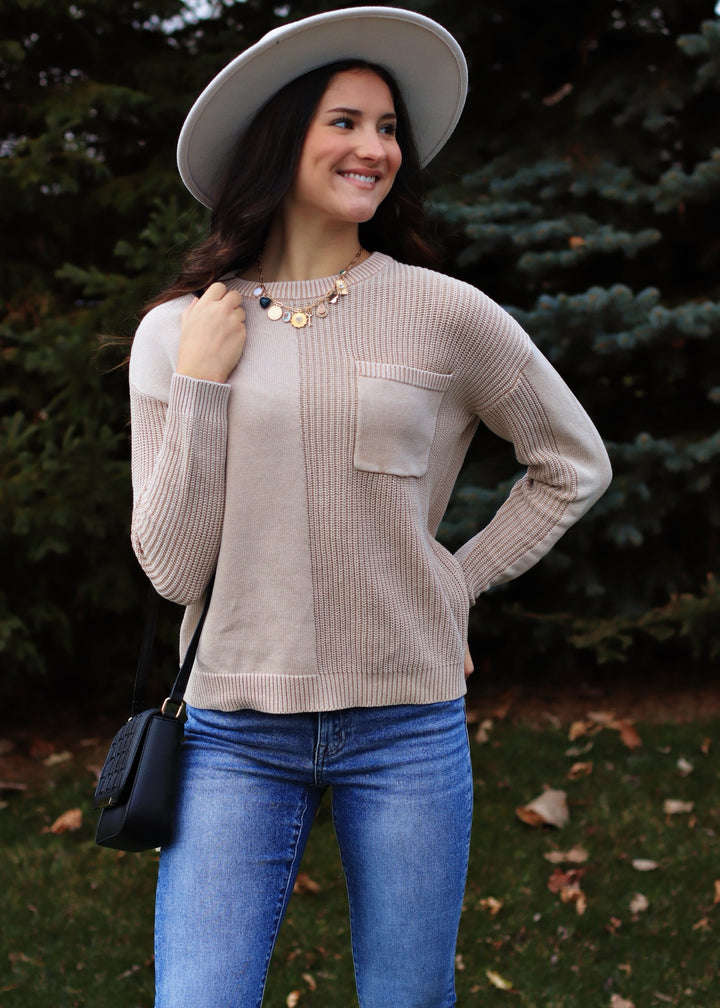 Yasmine Textured Crew Neck Sweater