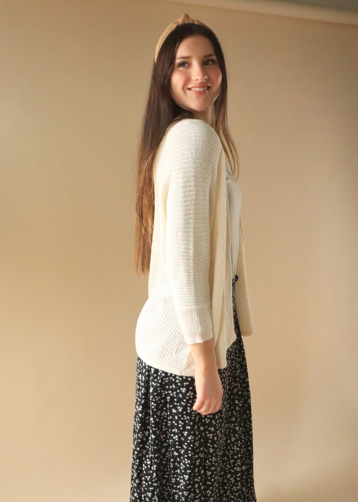 Dolman Open Front Cardigan in Ivory