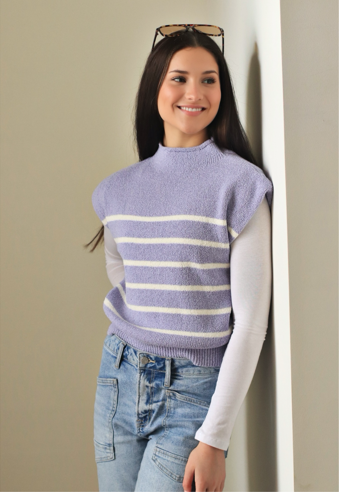 Lilac Stripe Sweater Top