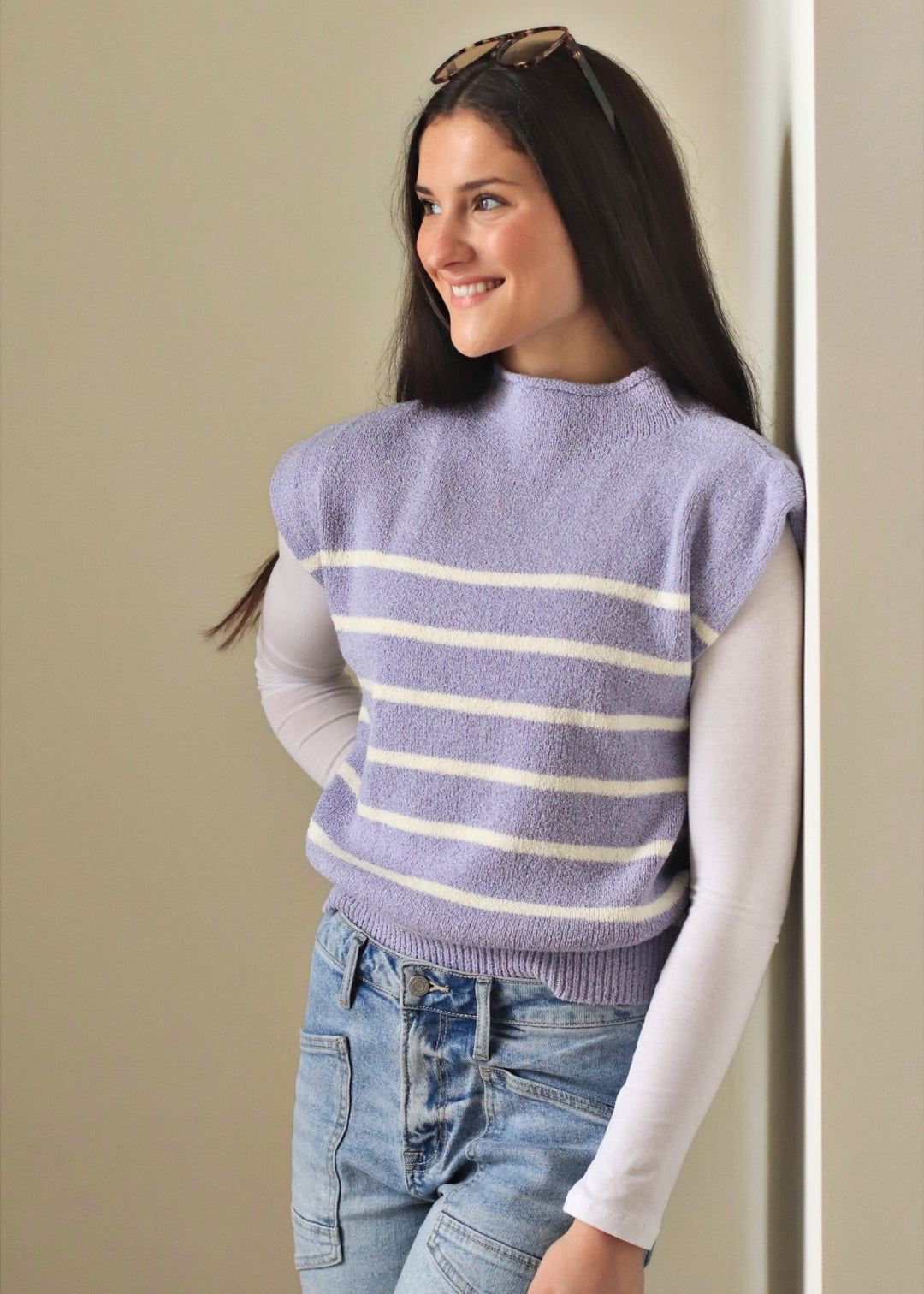 Lilac Stripe Sweater Top