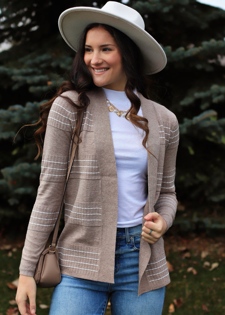 Stitched Cardigan in Mocha