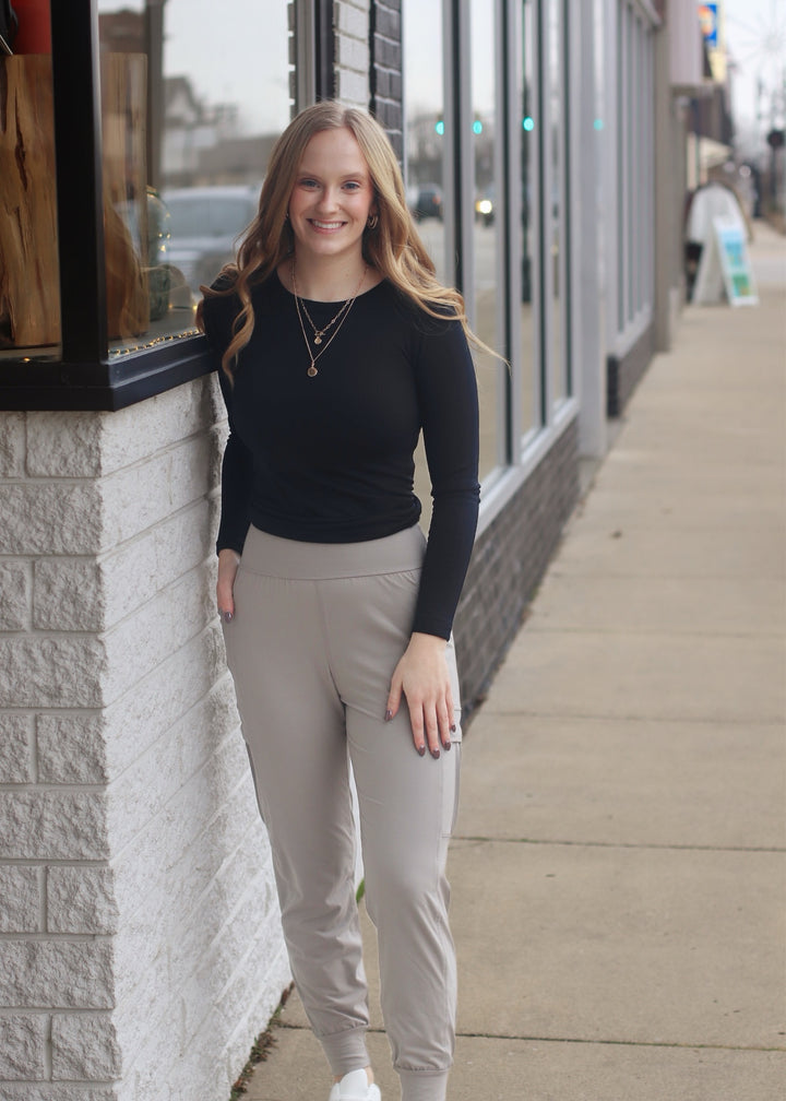 Butter Soft Joggers w/ Side Pockets in Stone Taupe