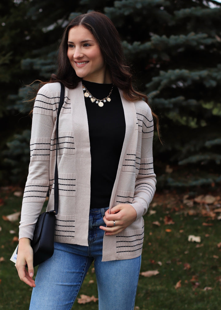 Stitched Cardigan in Oatmeal