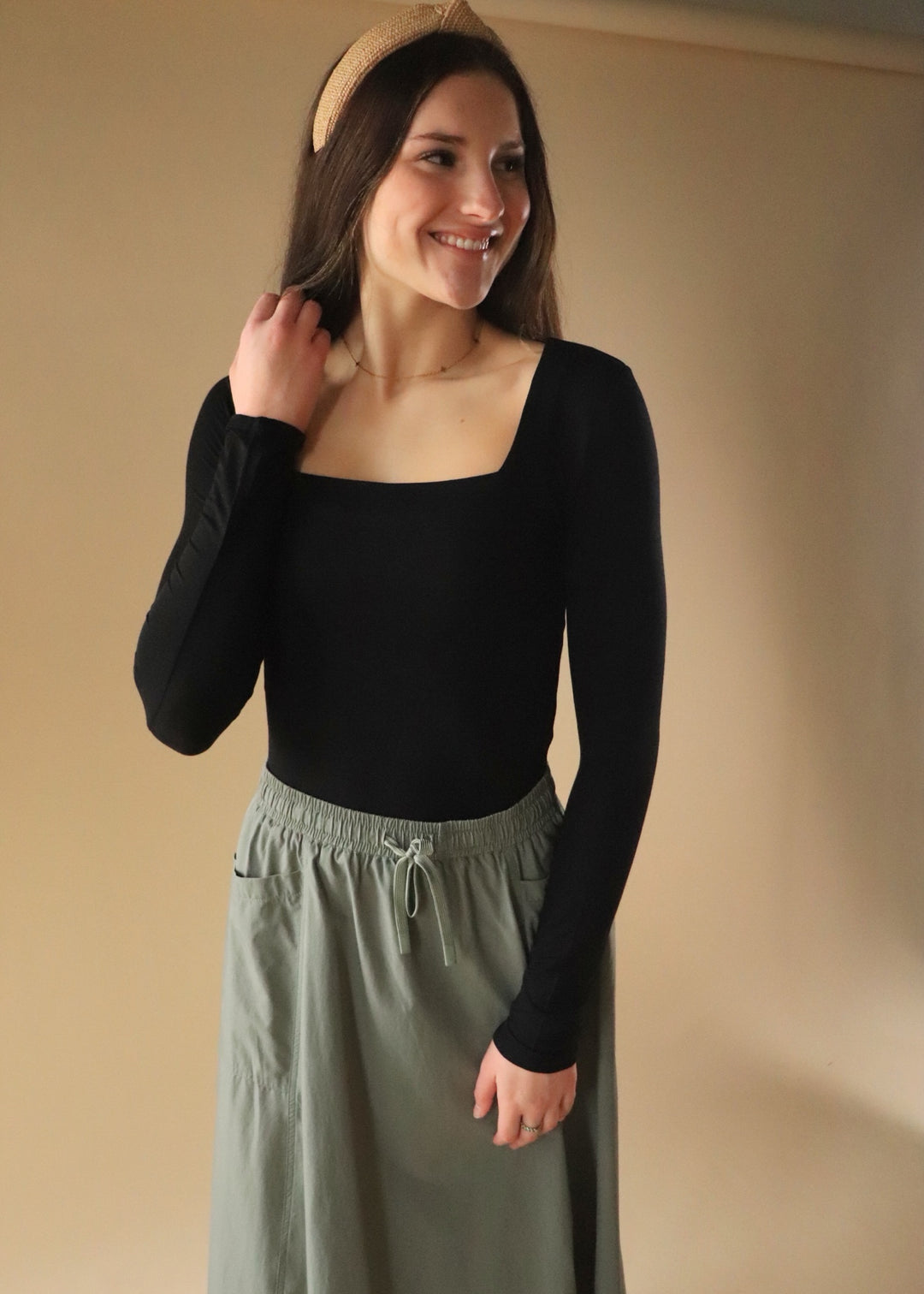 Basic Square Neck top in Black