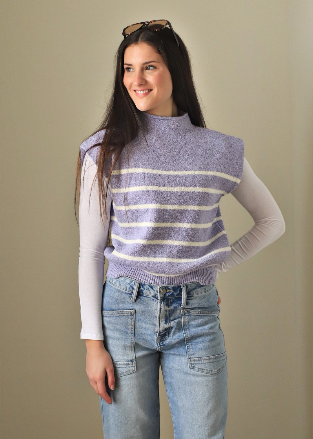 Lilac Stripe Sweater Top