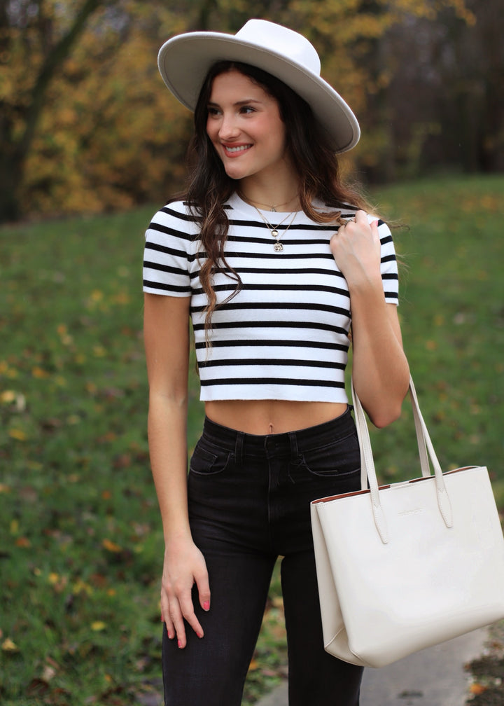 Kari Striped Knit Crop Top