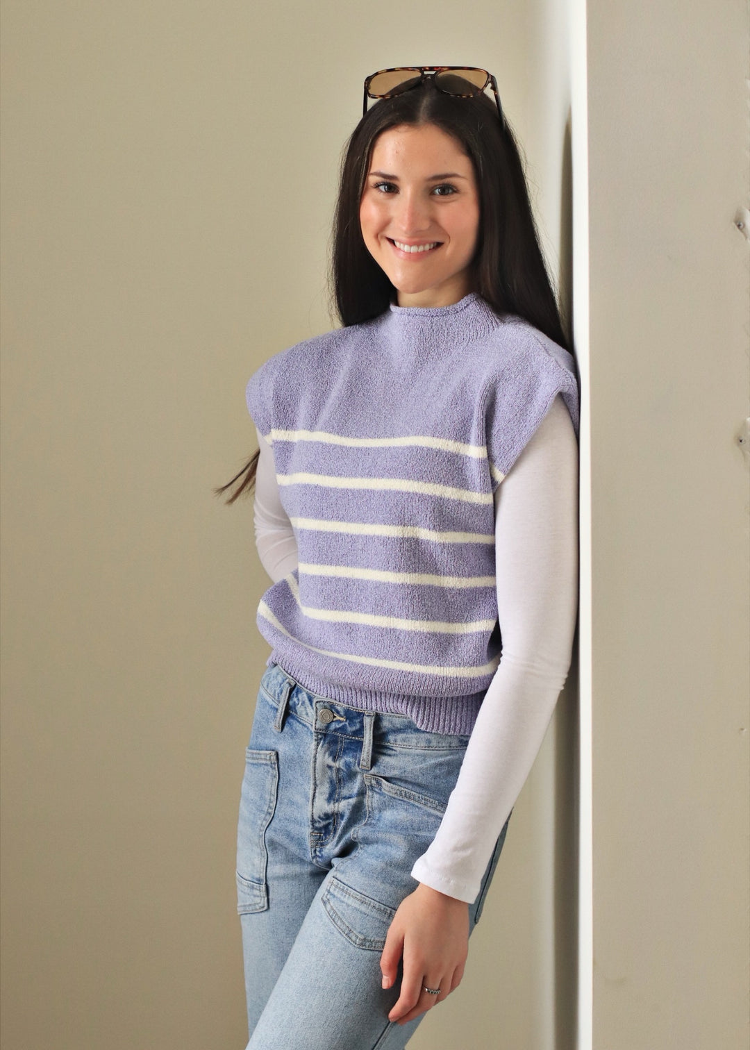 Lilac Stripe Sweater Top