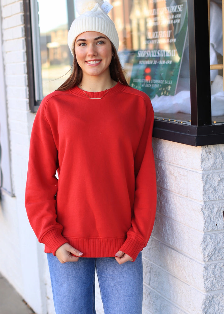 Dupita French Terry Crewneck in Red