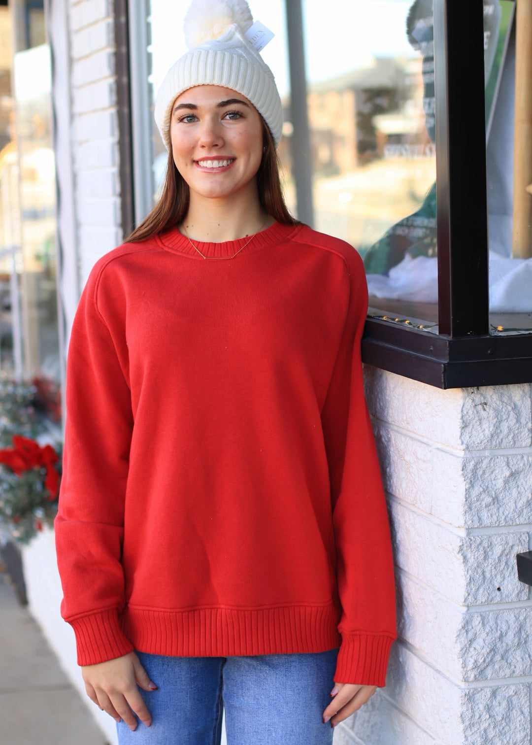 Dupita French Terry Crewneck in Red