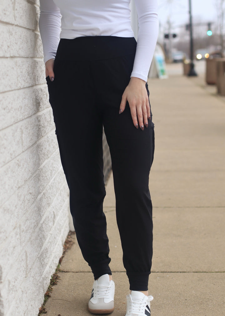 Butter Soft Joggers w/ Side Pockets in Black