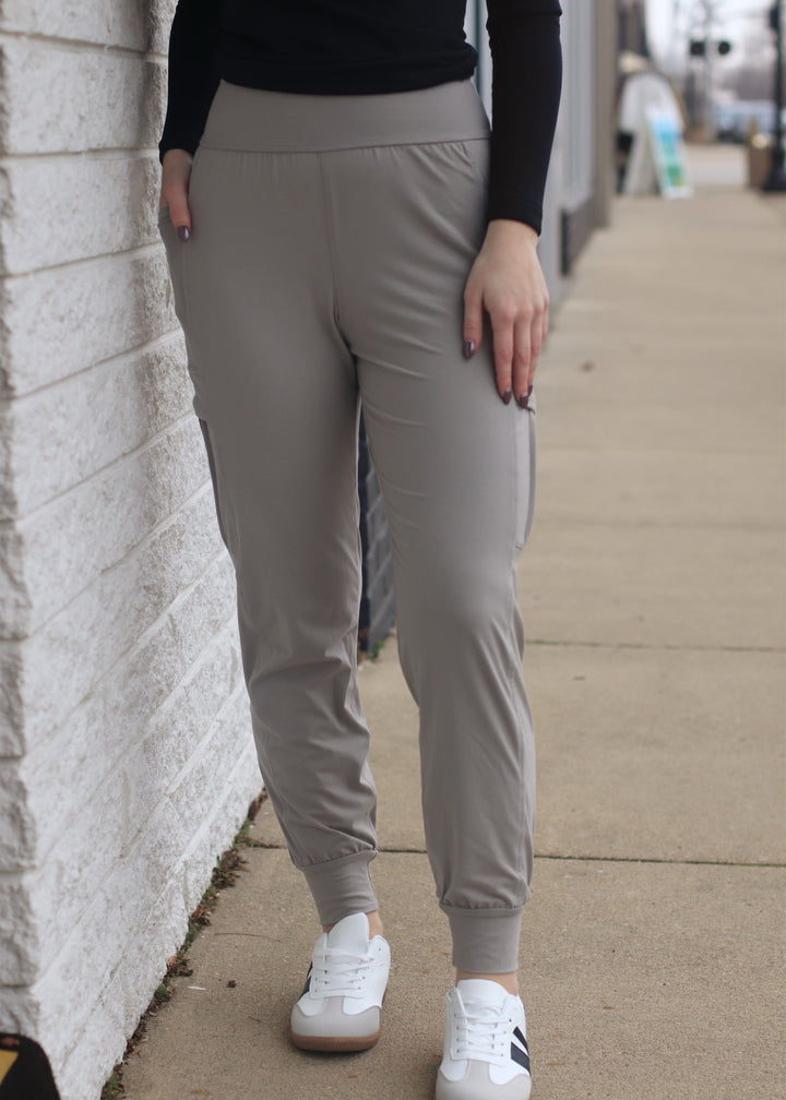 Butter Soft Joggers w/ Side Pockets in Stone Taupe