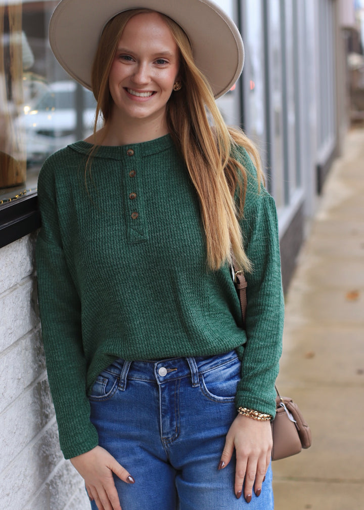 Jessie Henley Top in Hunter Green