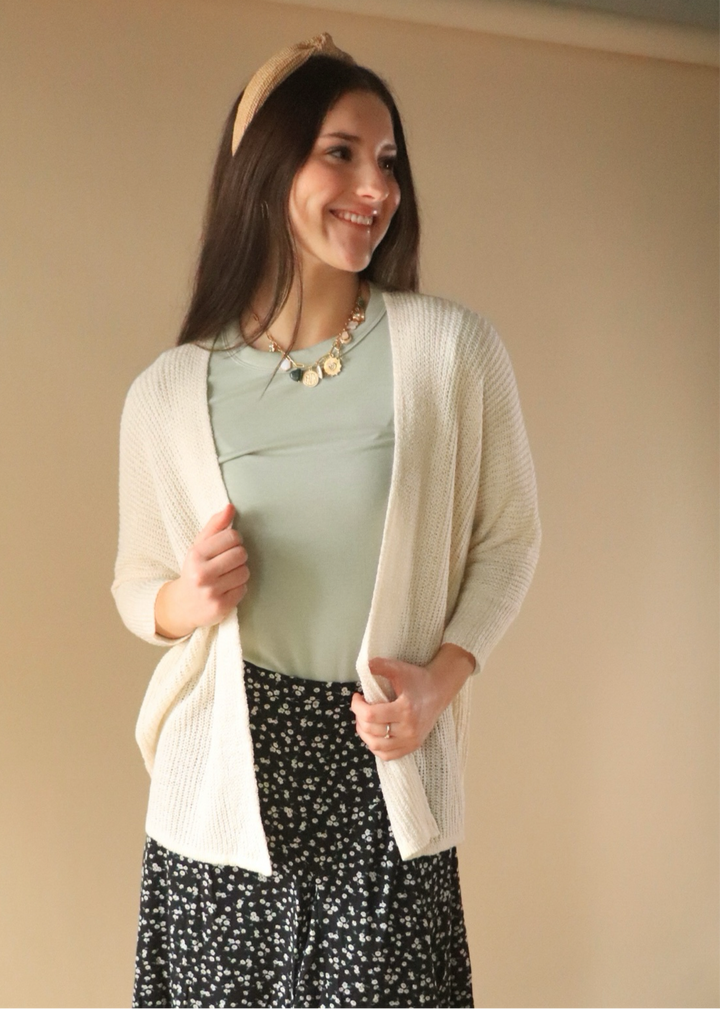 Dolman Open Front Cardigan in Ivory