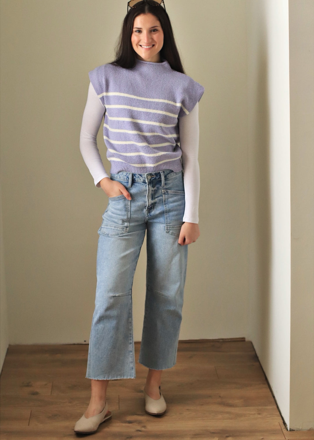 Lilac Stripe Sweater Top