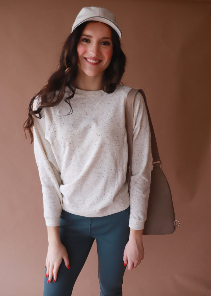 CLEARANCE FINAL SALE Sprinkle Tapered Raglan Long Sleeve Top in Oatmeal