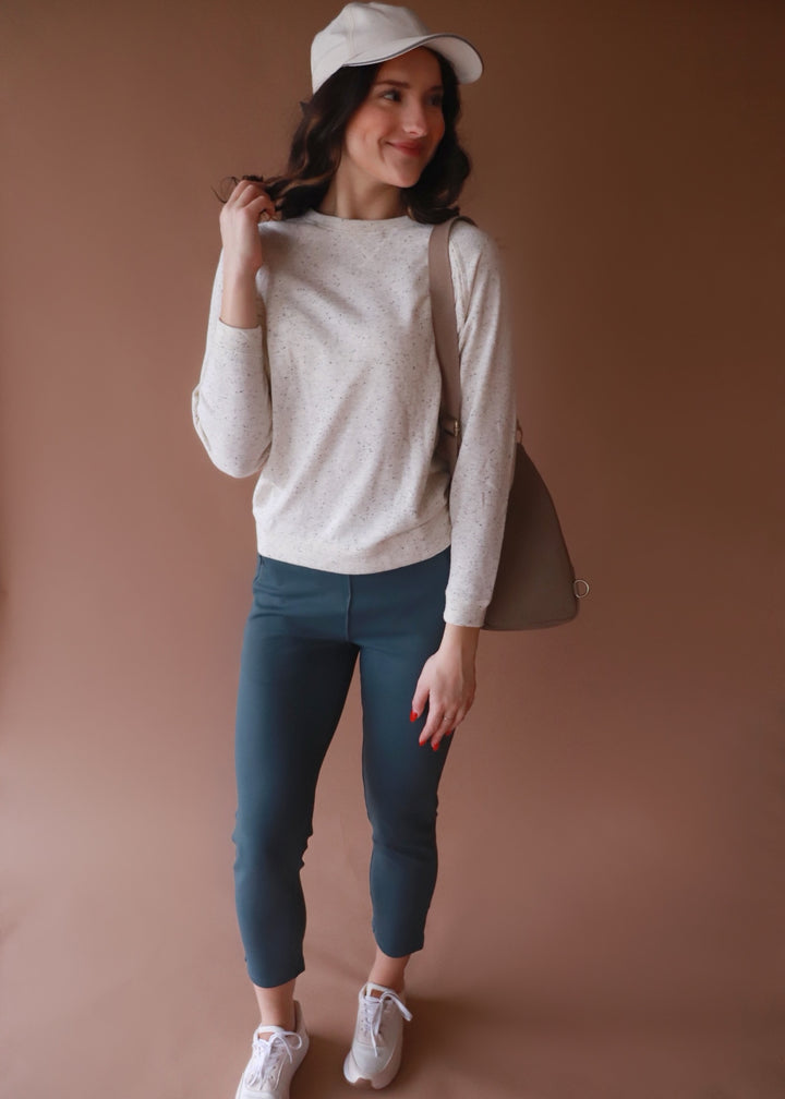 CLEARANCE FINAL SALE Sprinkle Tapered Raglan Long Sleeve Top in Oatmeal