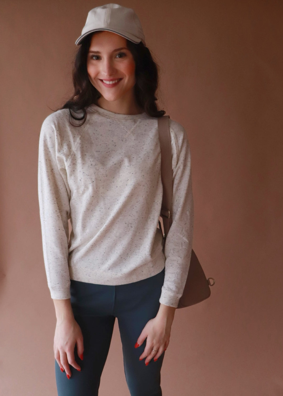 CLEARANCE FINAL SALE Sprinkle Tapered Raglan Long Sleeve Top in Oatmeal