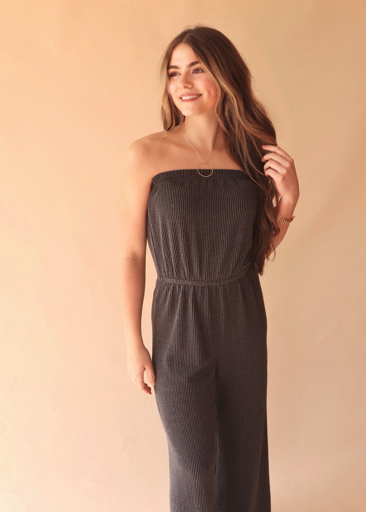 CLEARANCE FINAL SALE Charley Ribbed Strapless Romper