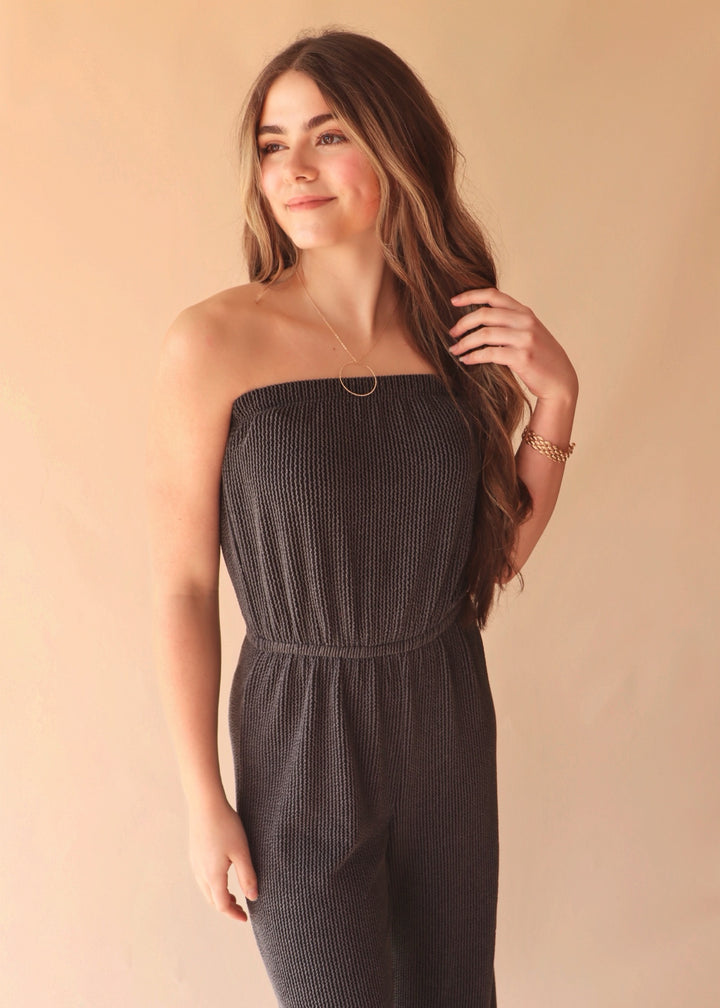 CLEARANCE FINAL SALE Charley Ribbed Strapless Romper