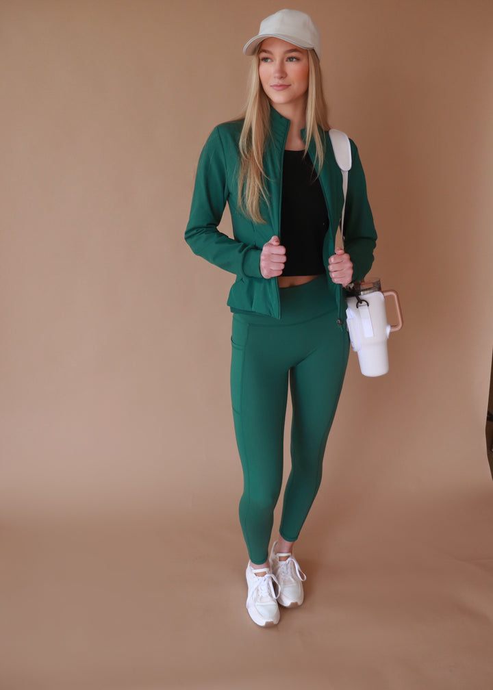 CLEARANCE FINAL SALE Sweetheart Highwaist Pocket Leggings in Hunter Green