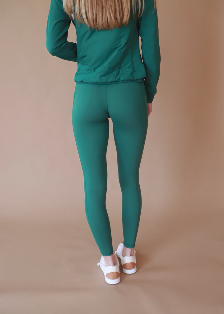 CLEARANCE FINAL SALE Sweetheart Highwaist Pocket Leggings in Hunter Green