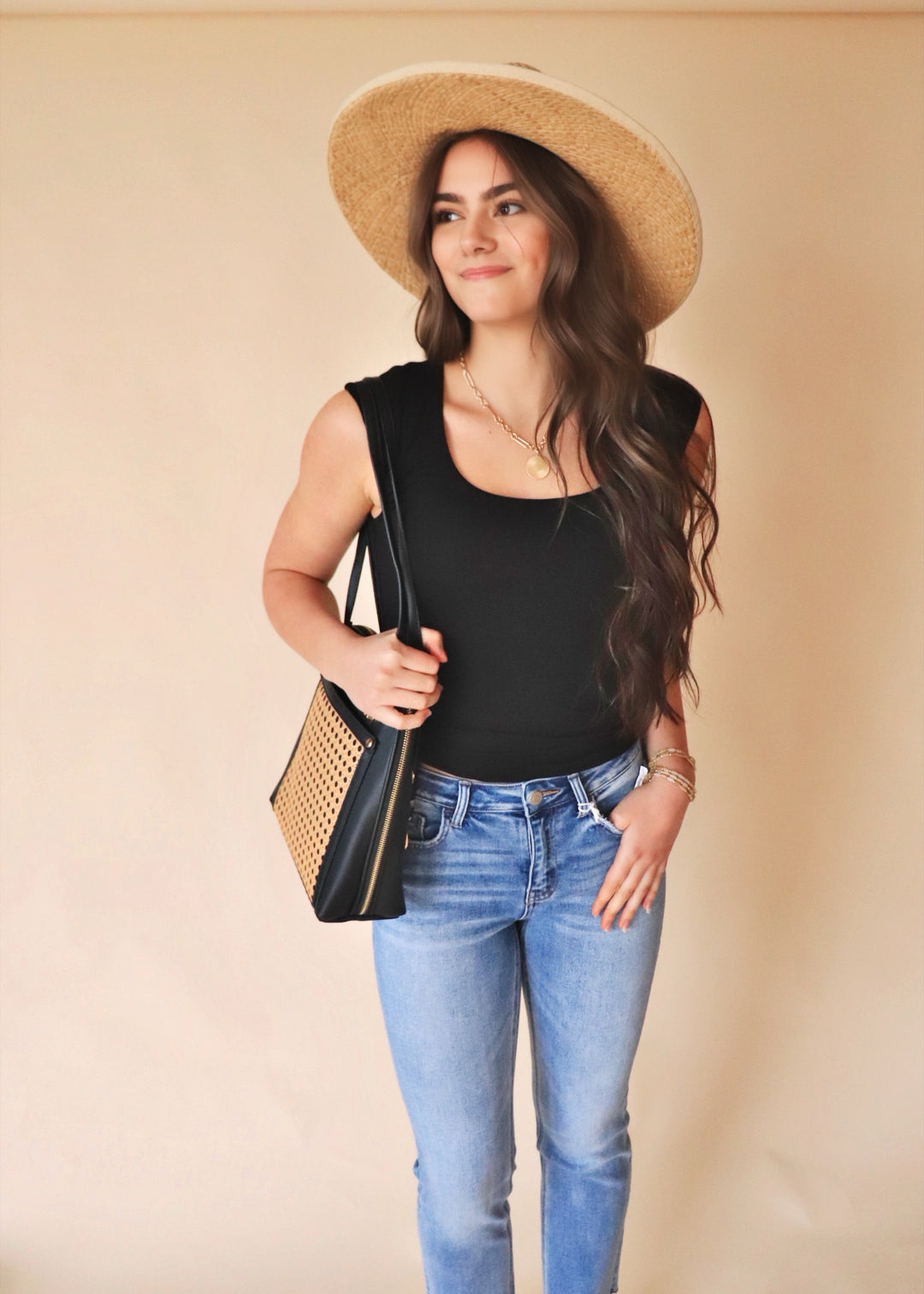 CLEARANCE FINAL SALE  Double Layered Scoop Cap Sleeve Top in Black