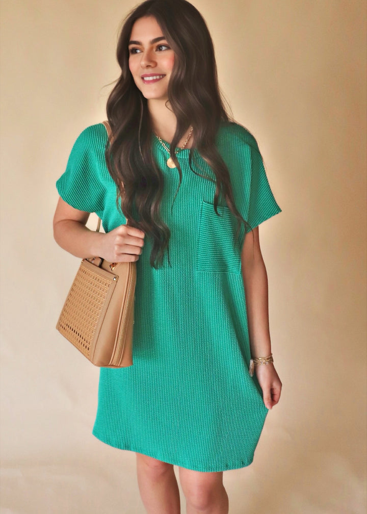 Plus Size So Easy Ribbed Dress - Kelly Green