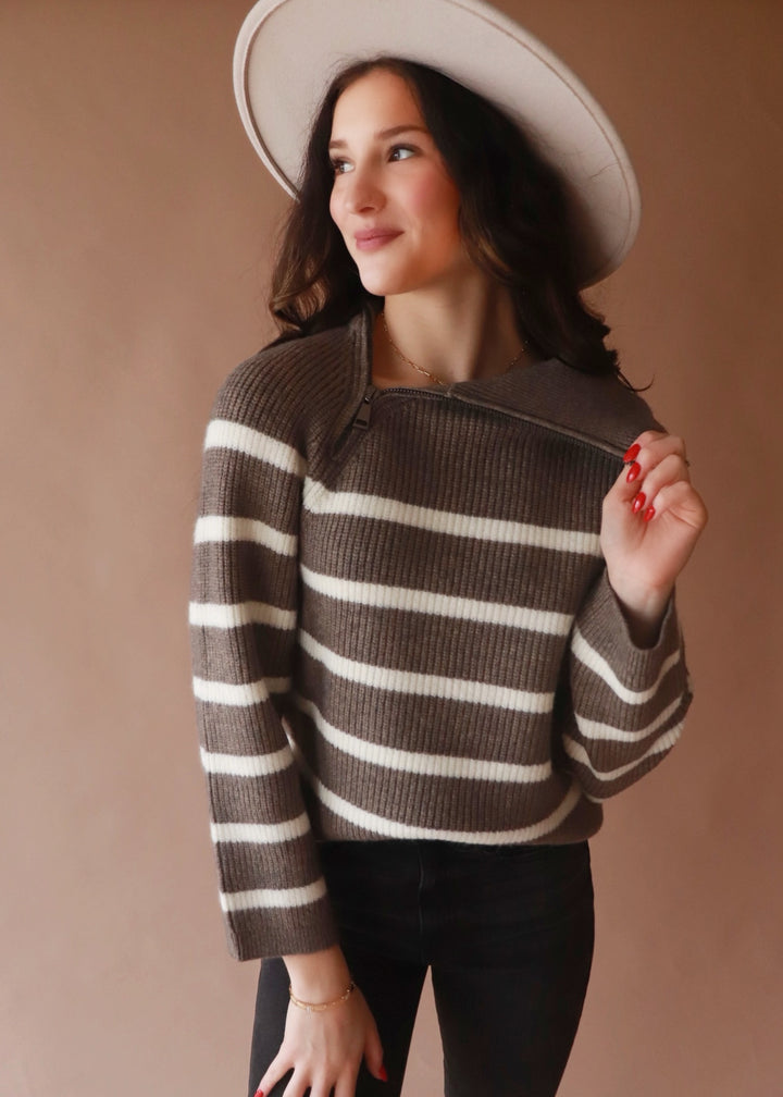CLEARANCE FINAL SALE Cara High Collar Asymmetrical Sweater