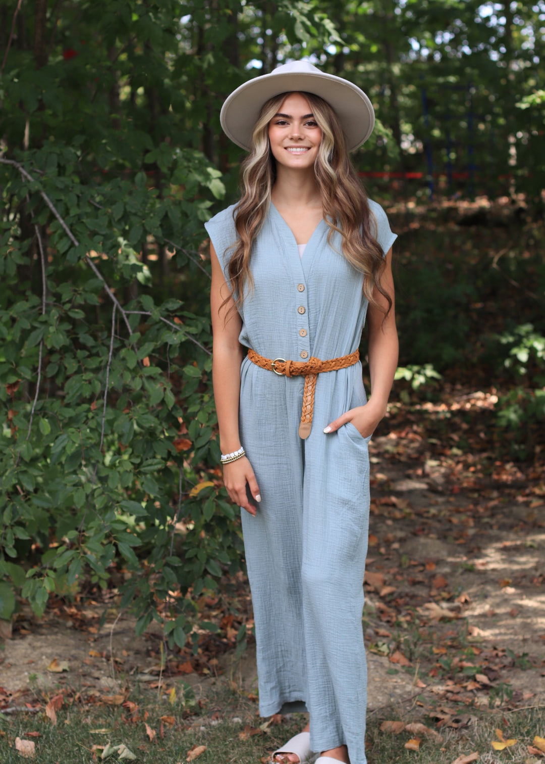 Georgie Gauze Button Down Jumpsuit