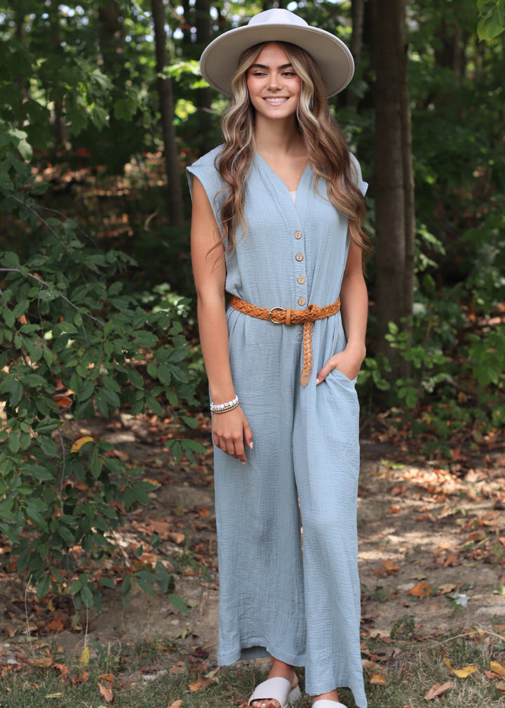 Georgie Gauze Button Down Jumpsuit