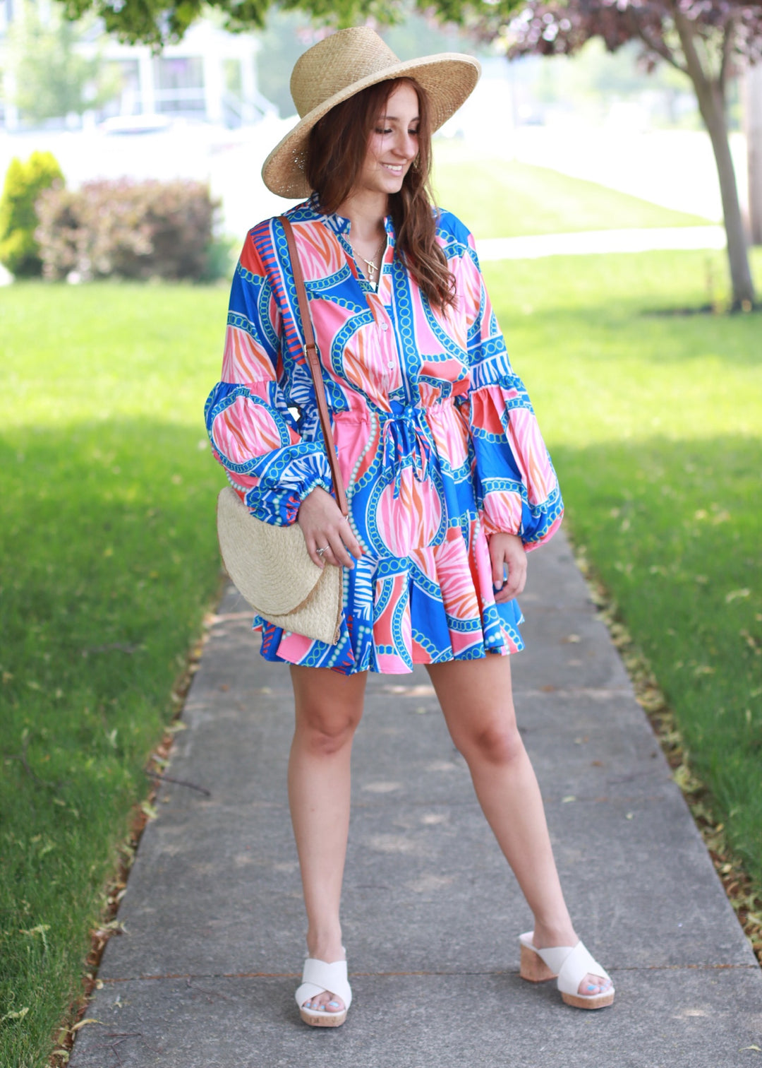 CLEARANCE FINAL SALE Take Me Away Blue Print Dress