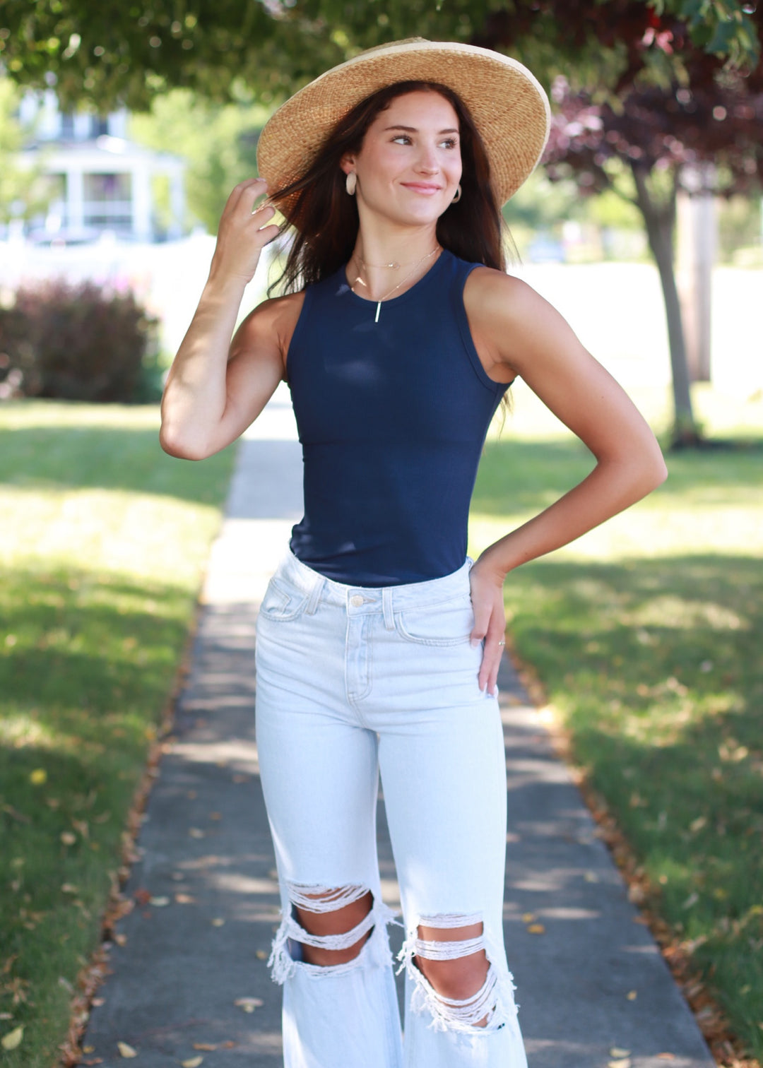 CLEARANCE FINAL SALE Rayelle Sleeveless Bodysuit - Navy