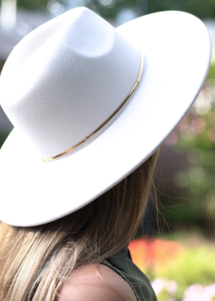 Flat Brim Herringbone Chain Fedora Fashion Hat