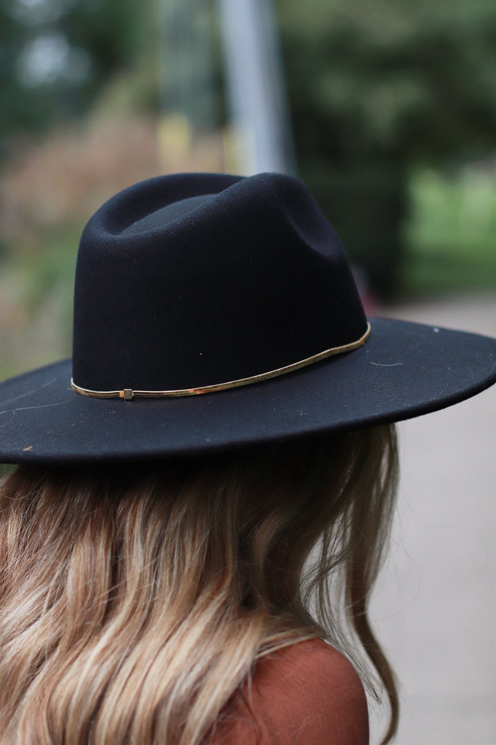 Flat Brim Herringbone Chain Fedora Fashion Hat