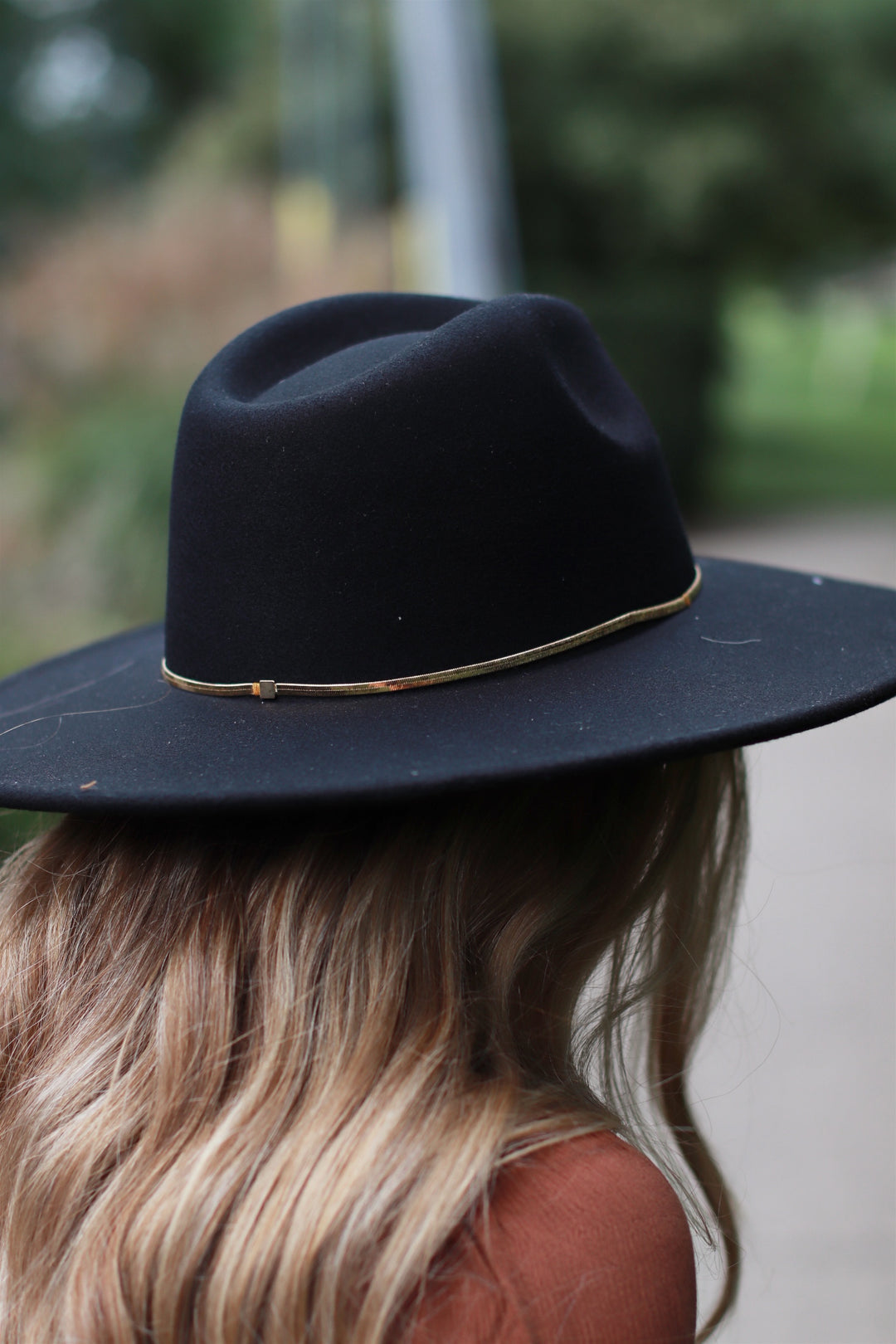 Flat Brim Herringbone Chain Fedora Fashion Hat