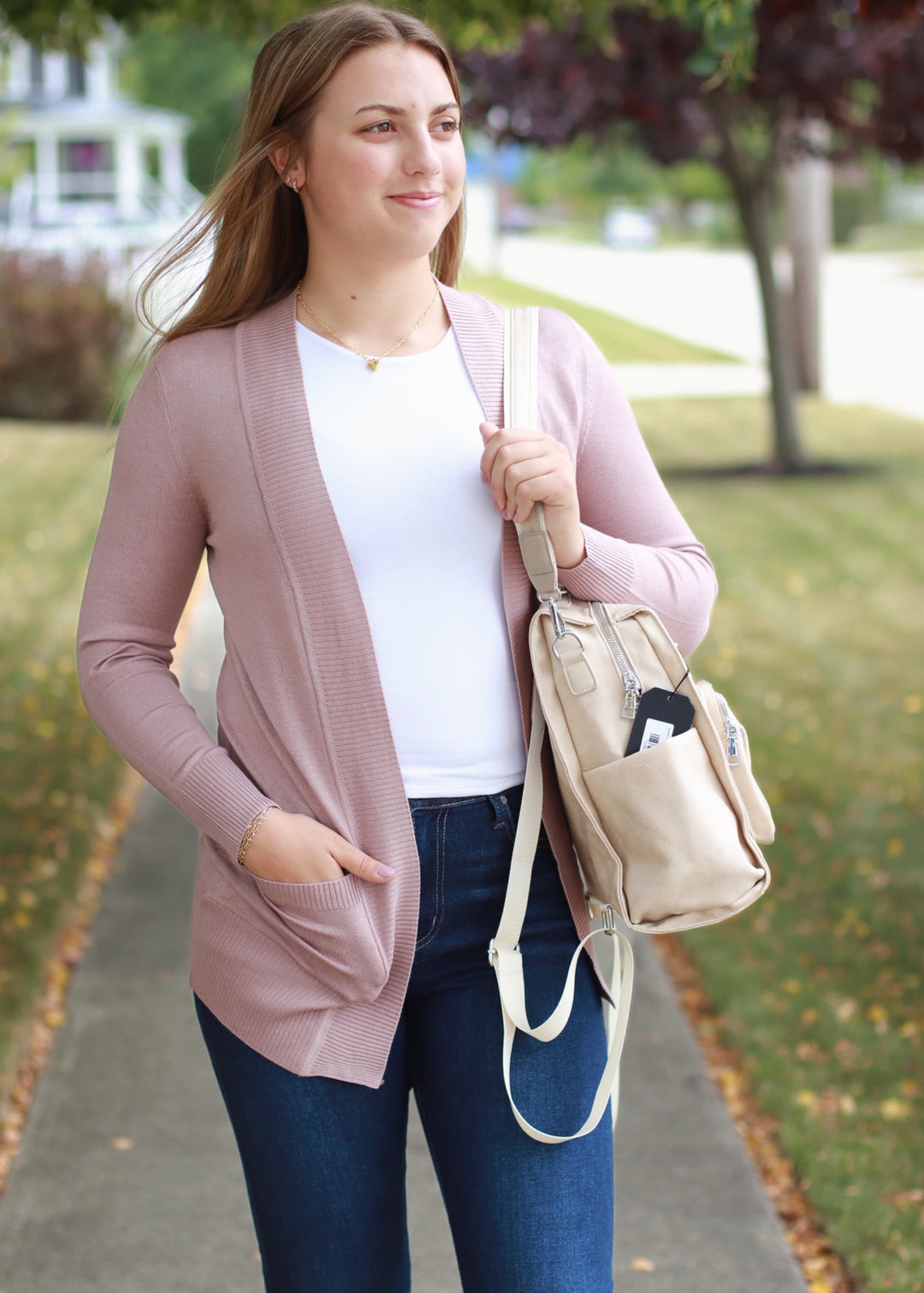 CLEARANCE FINAL SALE Simple Sweet Cardigan | Beige Pink