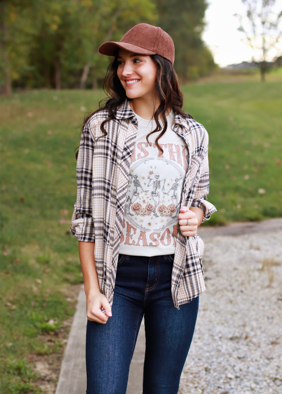 Tis The Skeleton Season Halloween T-Shirt in Sand