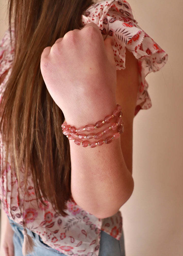 Stone And Metallic Beaded Bracelet Set