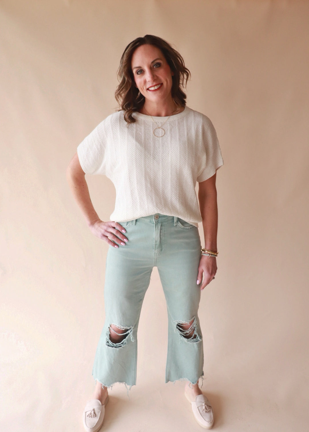 CLEARANCE FINAL SALE  Halfway Gone Vintage Cropped Flare Denim - Cloud Blue