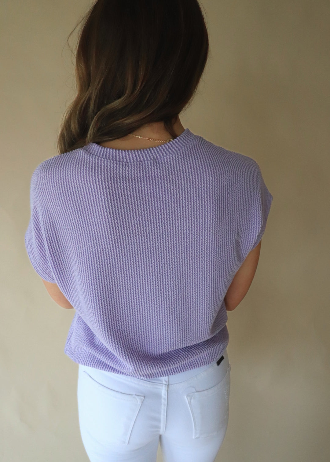 RESTOCK Breckyn Solid Ribbed Top with Pockets in Lavender