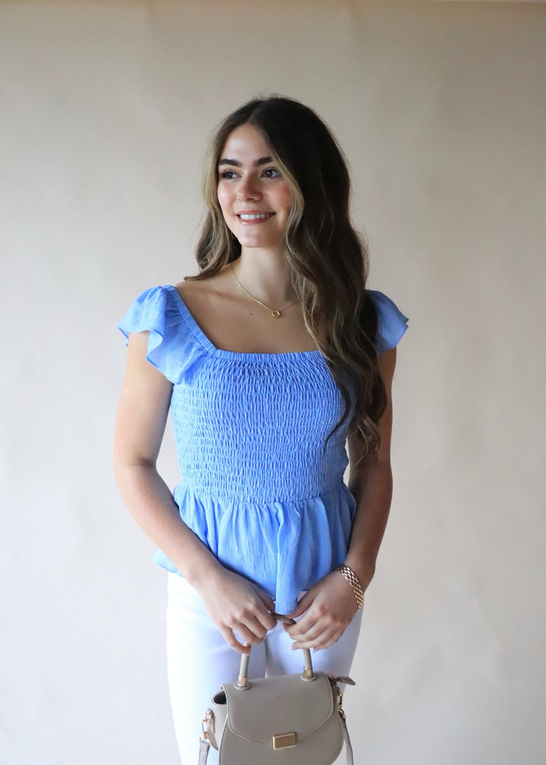 CLEARANCE FINAL SALE Skye Ruffle Smoked Top