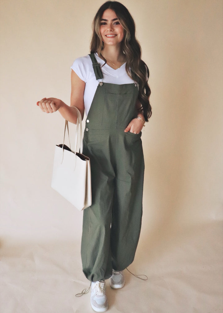 Cargo Drawstring Overalls