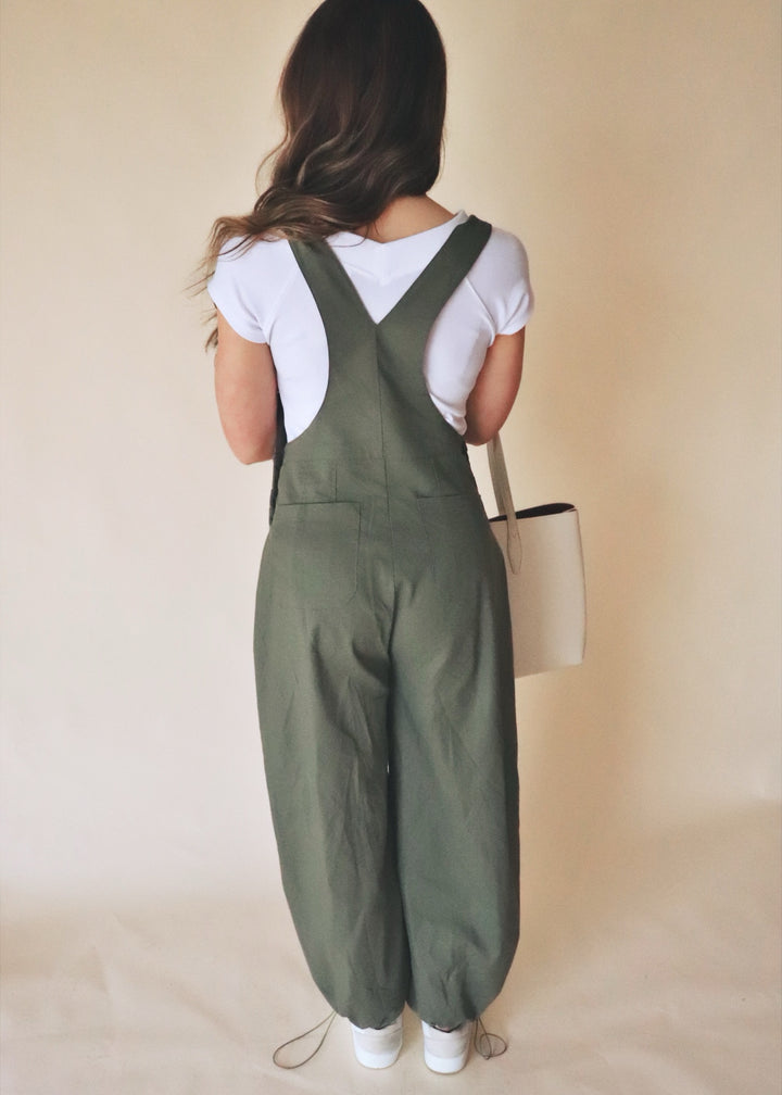 Cargo Drawstring Overalls