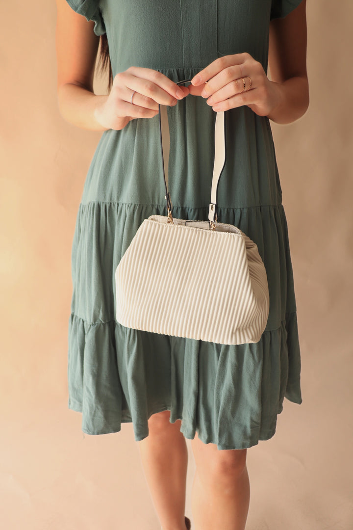 Dove Pleated Satchel w/ Large Handle