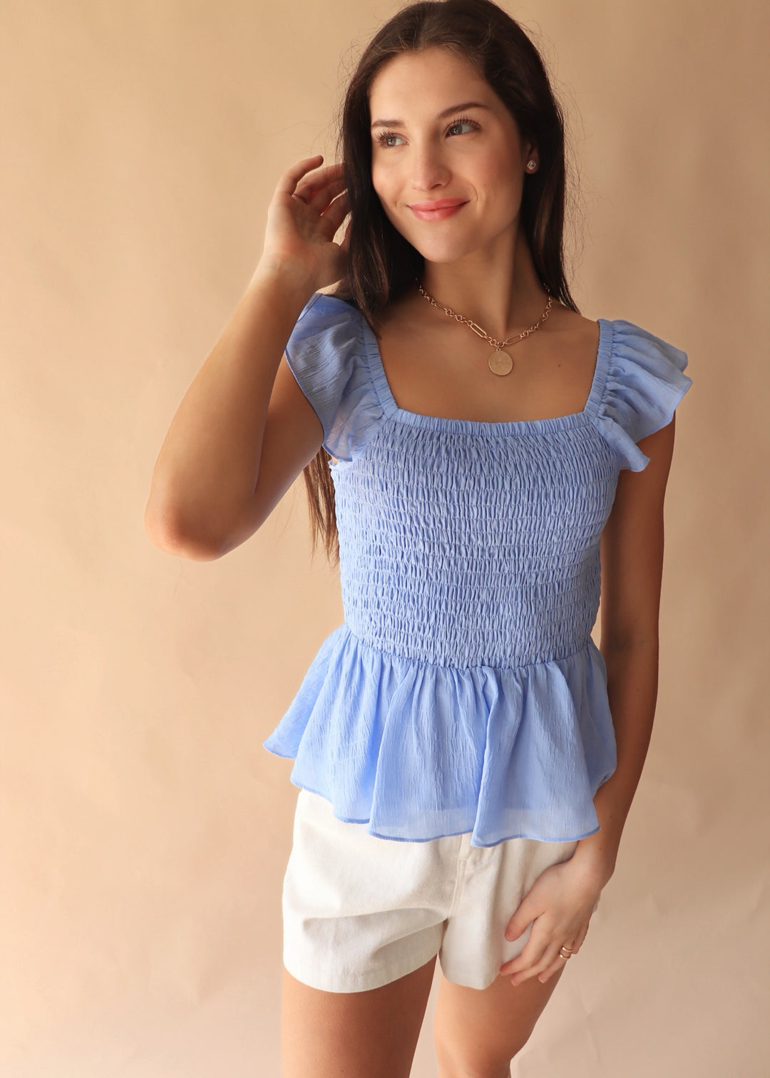 CLEARANCE FINAL SALE Skye Ruffle Smoked Top